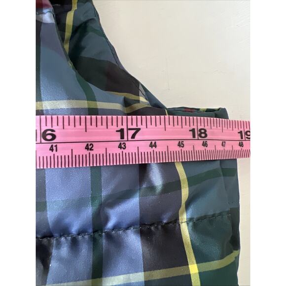 Lands End Tartan Plaid Quilted Down Zippered Higher Neck Puffer Vest Pockets XS - Picture 9 of 11